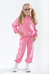 girls bow sweat set