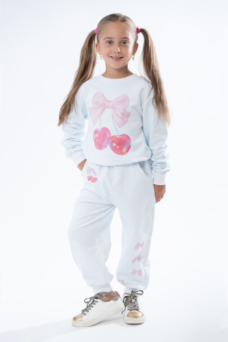 tween cherry bow sweatshirt + jogger set