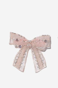 pink sheer bow hair clip