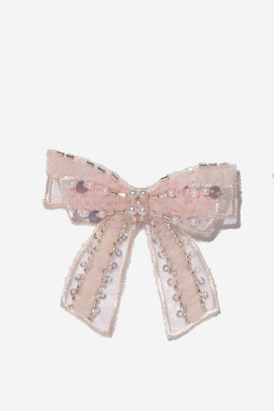 pink sheer bow hair clip
