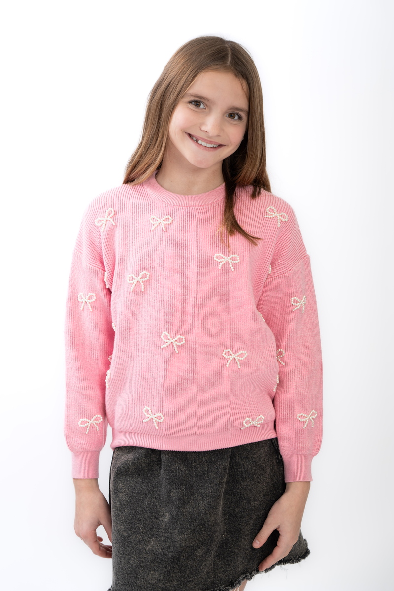 girls pearl bows sweater