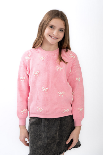 girls pearl bows sweater