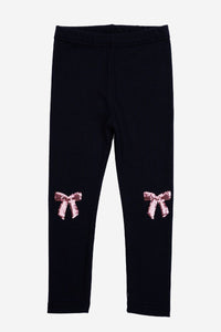 sequin bow rib legging