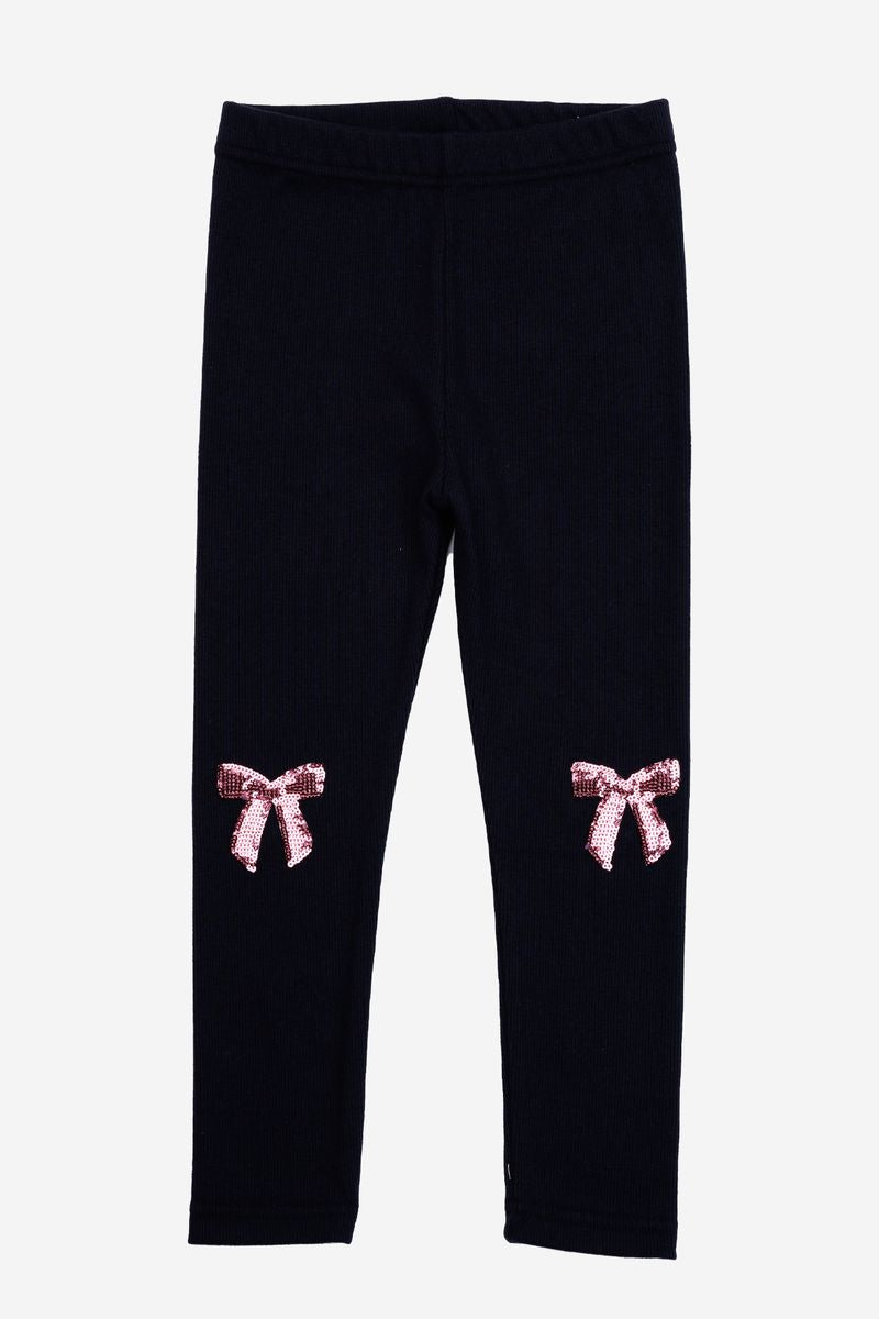 sequin bow rib legging