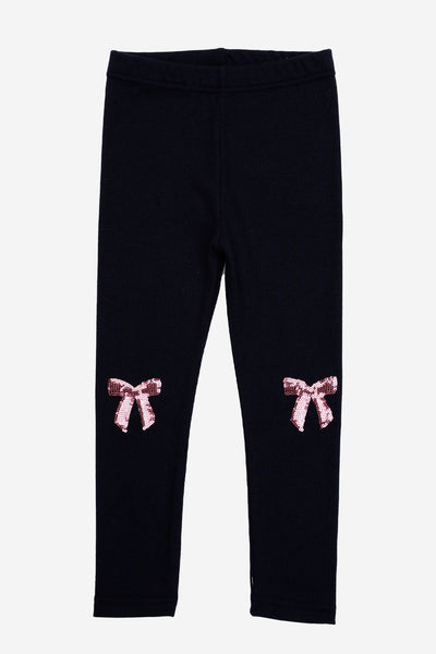 sequin bow rib legging