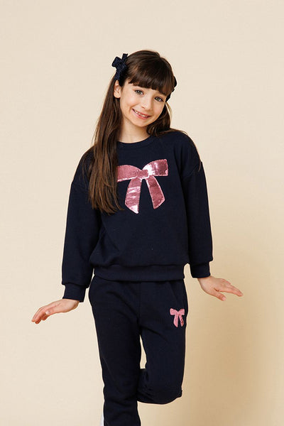 sequin bow sweatshirt