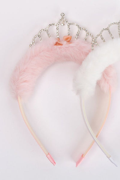 girls tiara + fur headband