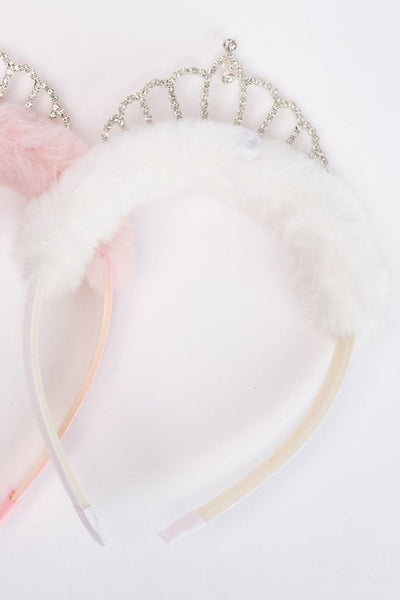 girls tiara + fur headband