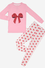 Load image into Gallery viewer, girls bow bamboo pj set
