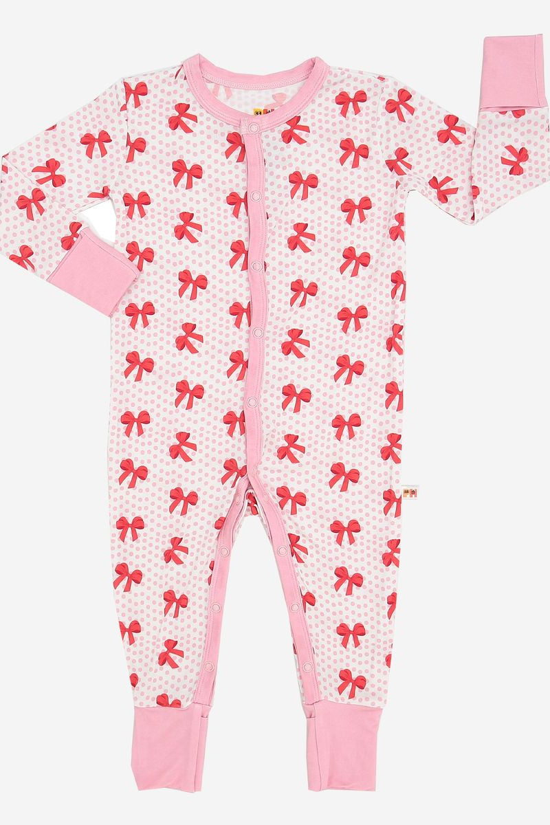 girls convertible bow bamboo footie