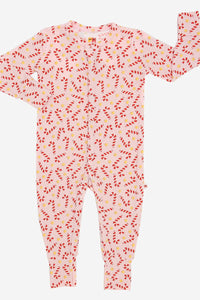 girls bamboo candycane footie