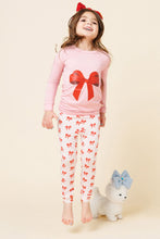 Load image into Gallery viewer, girls bow bamboo pj set
