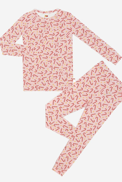 girls bamboo candycane pj set