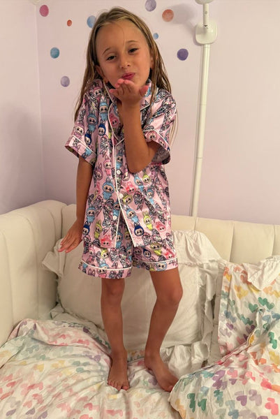 girls short loungewear set labubu