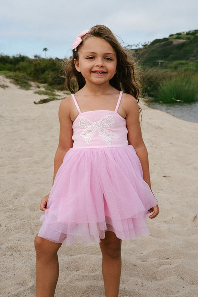 girls bow strappy tutu dress