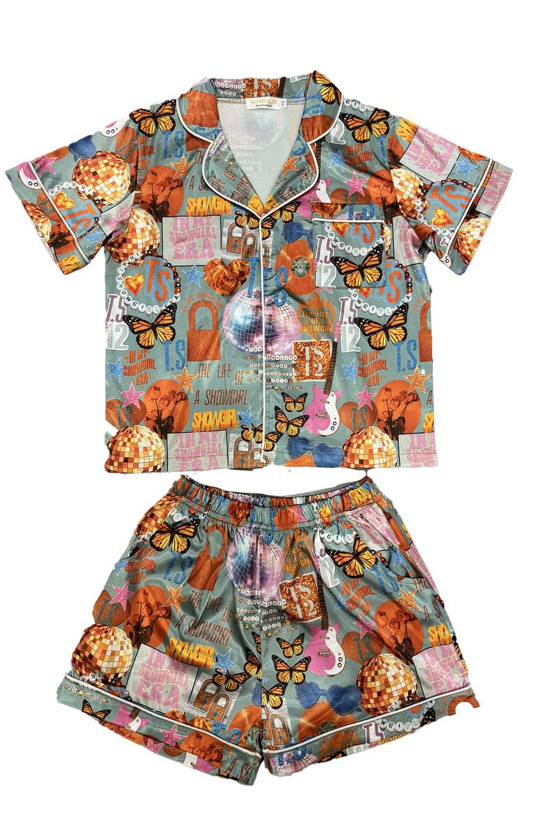 girls showgirl era short lounge set