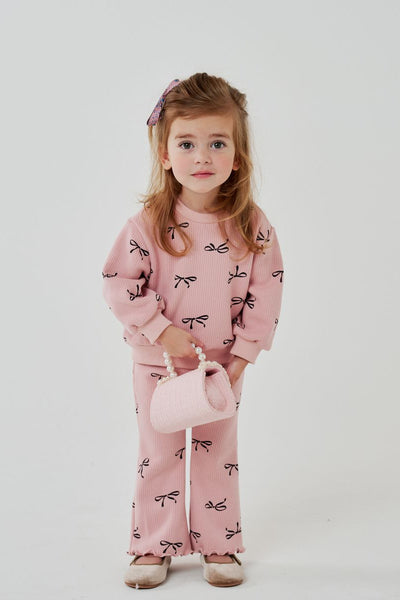 girls bow rib top + legging set