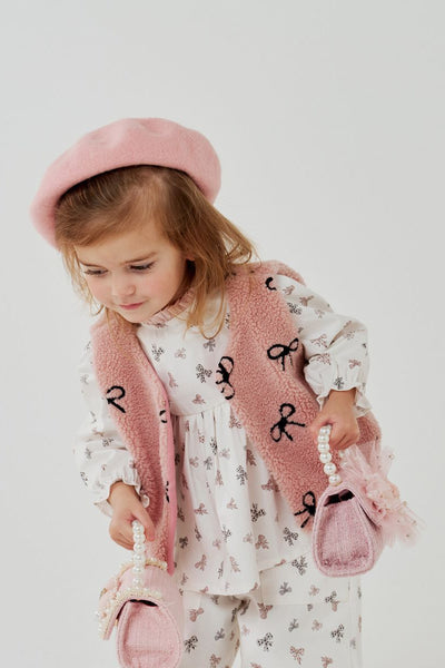 girls bow sherpa vest