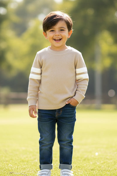 boys thermal stripe arm tee