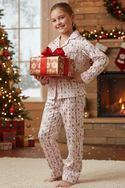 Girls Diamond Xmas PJ Set