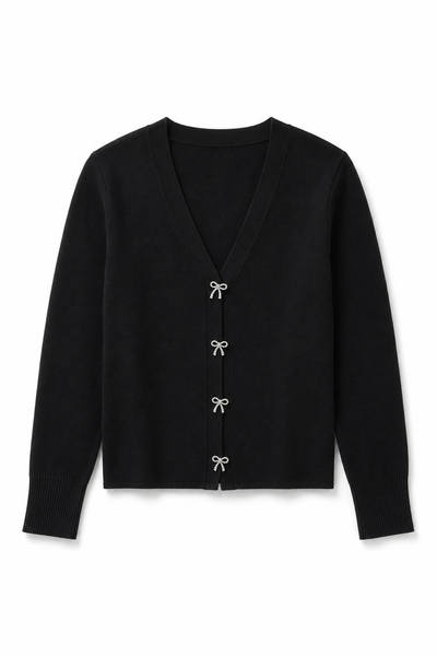 Girls Bow Buttons Cardigan