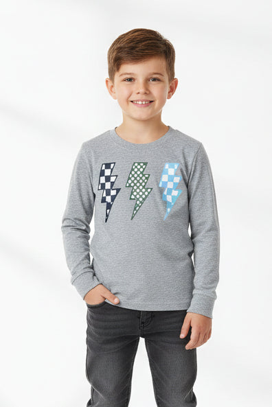 boys check bolts tee