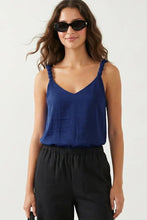 Load image into Gallery viewer, strap accent v neck cami navy
