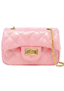 girls sparkle classic quilted bag