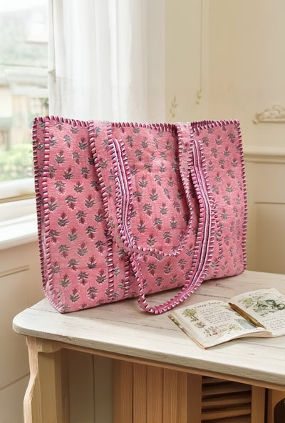 quilted floral tote