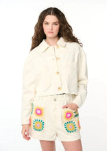 Load image into Gallery viewer, crochet applique denim jacket
