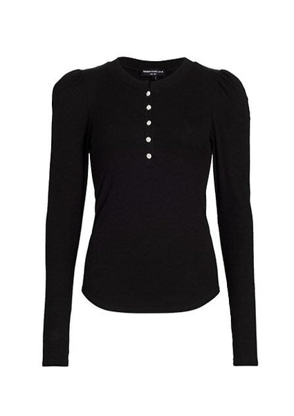 jewel button henley rib top