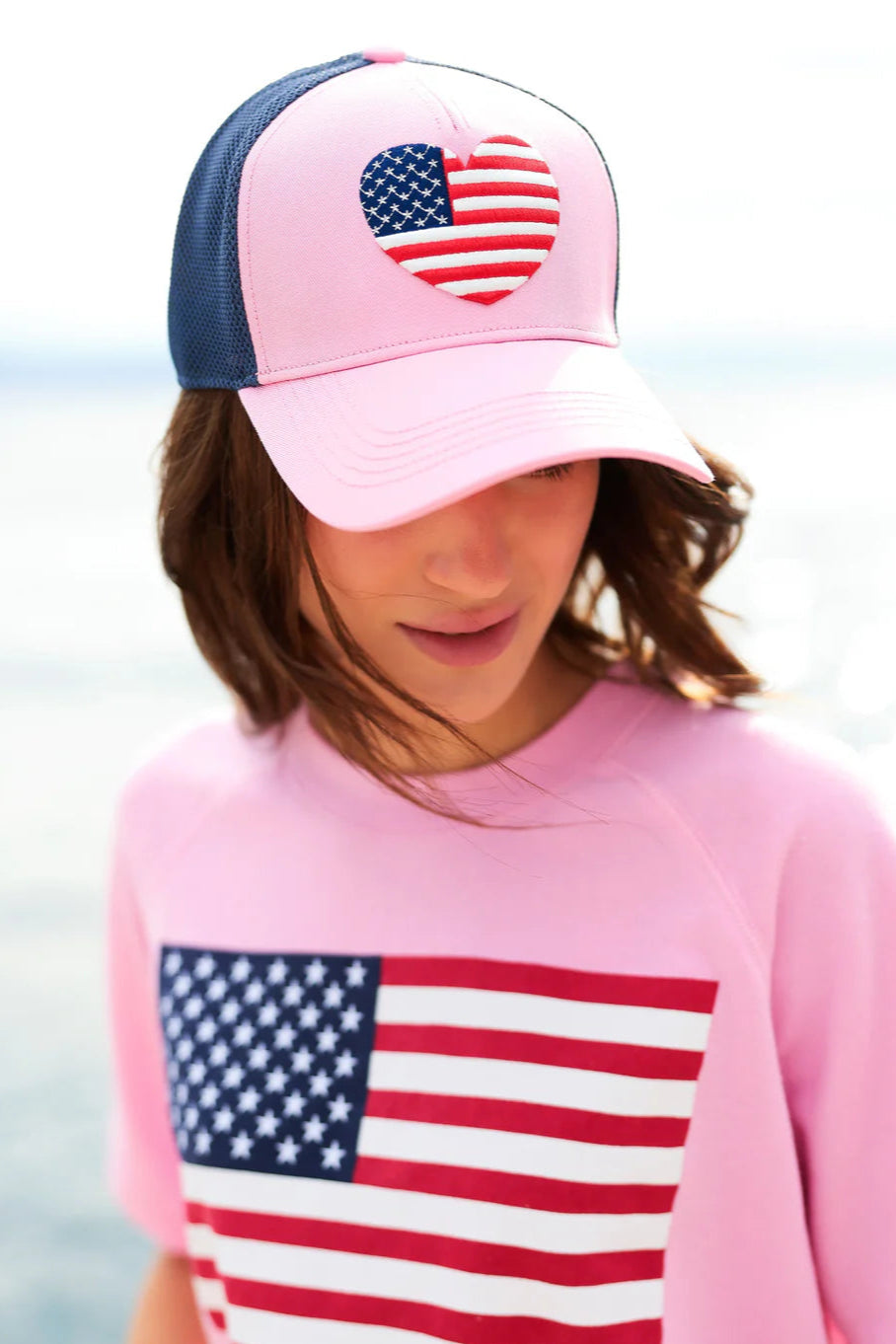 heart flag cap