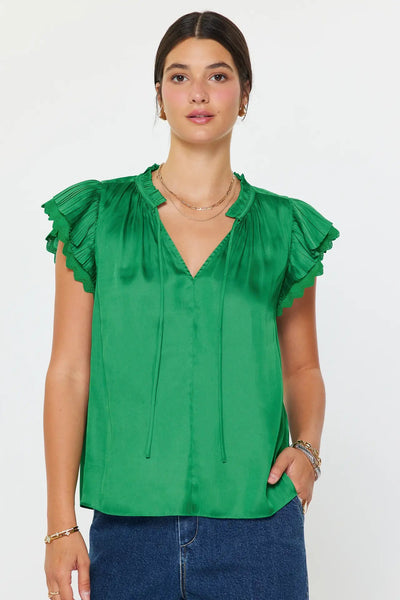 pleat flutter sleeve blouse