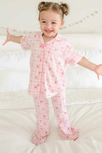 Load image into Gallery viewer, girls 2 pc flare lounge set rose plaid
