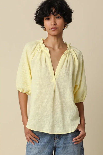 puff sleeve v neck blouse