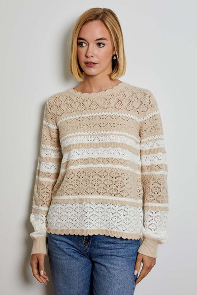 pointelle mix sweater