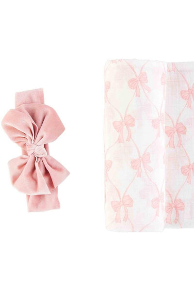 baby bow swaddle + headband set