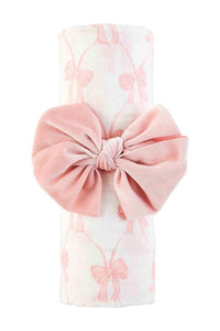 baby bow swaddle + headband set