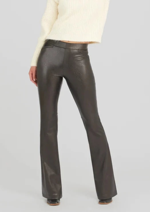 petite faux leather flare pant