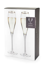 Load image into Gallery viewer, 2 gold rimmed champagne glass
