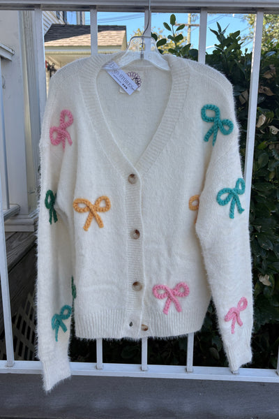 girls multi bows cardigan