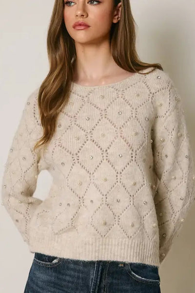 Pearls Pointelle Sweater
