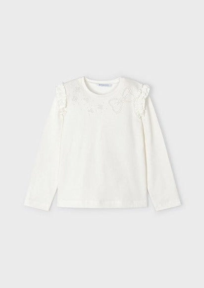 girls frill trim long sleeve tee