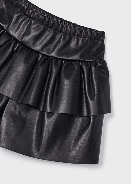 girls faux leather tiered skort