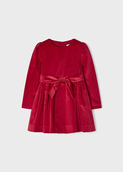 girls red velvet dress