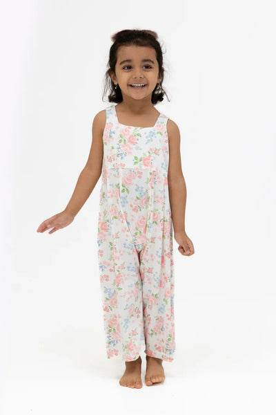 girls roses wide leg jumpsuit