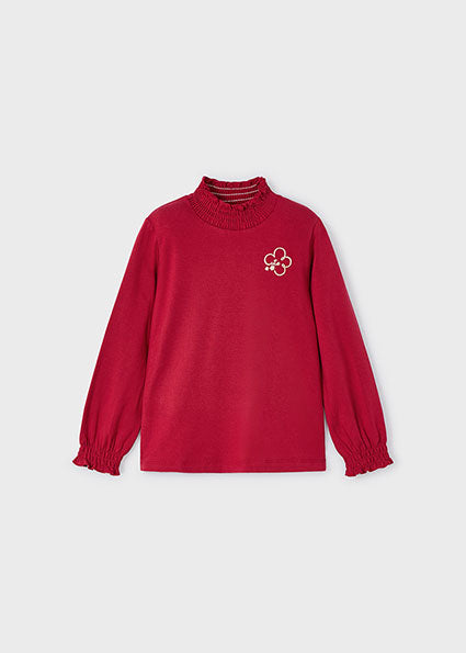 girls smock neck long sleeve tee