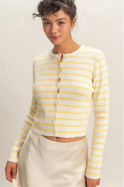 stripe button cardigan