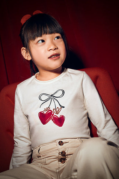 girls cherry heart tee + scrunchie