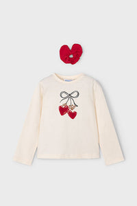 girls cherry heart tee + scrunchie